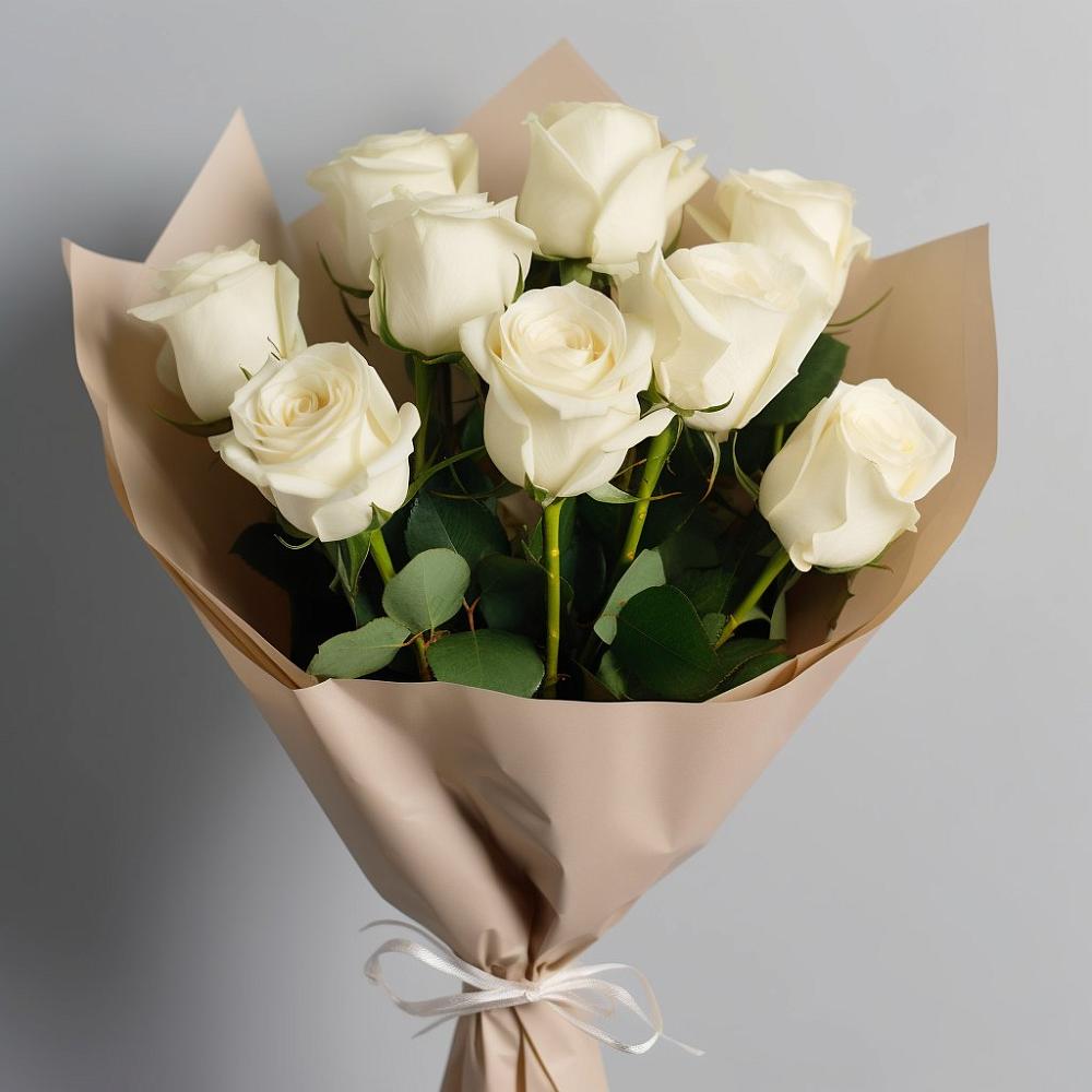 Букет 9 Белых роз Эдлесс Лав в Оржицы