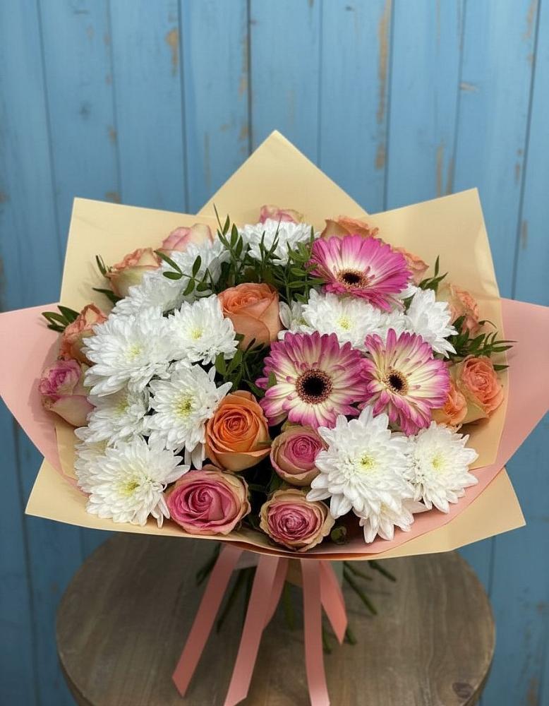 Букет цветов из: Розы, Герберы и Хризантемы в Оржицы