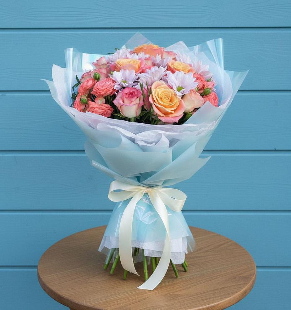 Букет цветов из: Хризантемы и Розы в Оржицы