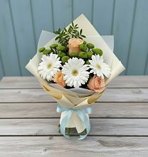 Букет цветов из:  Герберы, Розы и Хризантемы в Оржицы