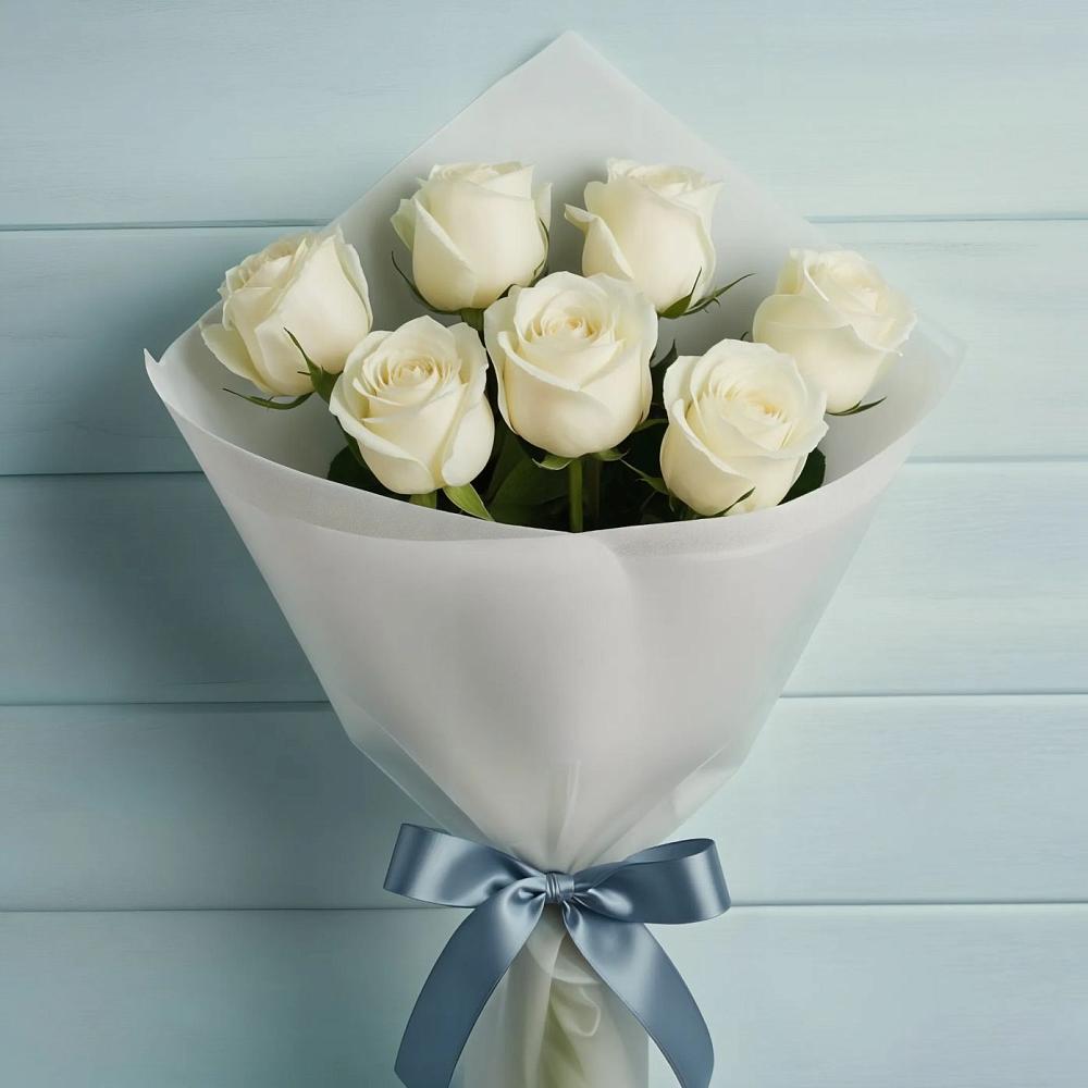 Букет 7 Белых роз Эдлесс Лав в Оржицы