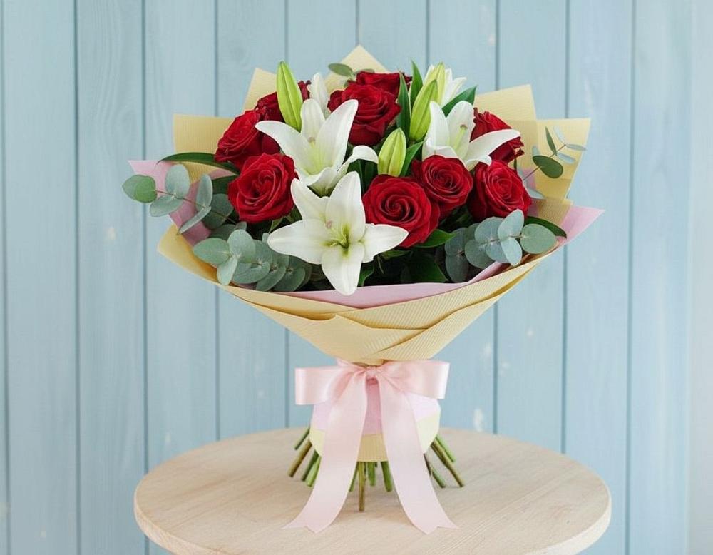 Букет цветов из: Лилии и Розы в Оржицы